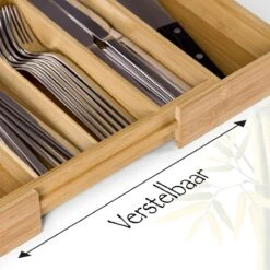 AWEMOZ Bestekbak – Bamboe Besteklade Uitschuifbaar – 5/7 Vakken - Bestekcassette - Bestekhouder Hout - Lade Organizer - Bestek Opbergen - 45 Cm Lang X 30-43 Cm Breed X 4 Cm Hoog -Merkloos Winkel 1200x1200 811