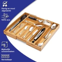 ACAZA Uitschuifbare Bestekbak In Bamboe Hout, Besteklade Met 7 Tot 9 Vakken, Ladeverdeler, Opbergbak, Bestekcassette, Verstelbaar -Merkloos Winkel 1200x1200 821