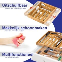 ACAZA Uitschuifbare Bestekbak In Bamboe Hout, Besteklade Met 7 Tot 9 Vakken, Ladeverdeler, Opbergbak, Bestekcassette, Verstelbaar -Merkloos Winkel 1200x1200 827