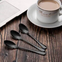 Alheco 6 Ovale Theelepels - 12.3cm - RVS Theelepeltjes - Zwart -Merkloos Winkel 1200x1200 866