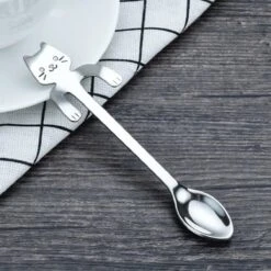 Merkloos 4 Theelepels Hangende Kat - Katten Koffielepel - RVS - Zilverkleurig -Merkloos Winkel 1200x1200 916