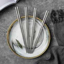 Alheco 6 Paar Koreaanse Chopsticks - Eetstokjes - Metaal / RVS - Zilver -Merkloos Winkel 1200x1200 943