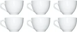 Merkloos Koffie Kopjes – Koffiekopjes – Koffiemokken – Cappuccino – Set Van 6 – Porselein – 250 Ml – Wit -Merkloos Winkel 1200x511