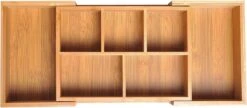 Verstelbare Lade Organizer - Voor Bestek/Keuken/Bureau/Make-Up/Accessoires – Uitschuifbare Lade Inzet Verdeler - Opbergbak Doos - Verstelbaar In 5 Of 7 Compartimenten - Duurzaam Bamboe Hout -Merkloos Winkel 1200x524