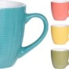 Orange85 Koffiekopjes Gekleurd - Set Van 6 - Koffiemokken - Streep - 200 Ml - Reliëf - Aardewerk - Met Oor - Theemokken -Merkloos Winkel 1200x585 2