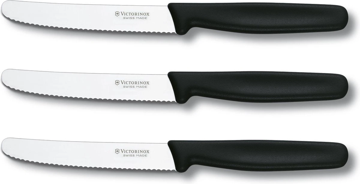 Victorinox Swiss Classic Tafelmessenset - 11cm - 3-delig - Zwart - Gekarteld - RVS En Kunststof 7 Victorinox Swiss Classic Tafelmessenset - 11cm - 3-delig - Zwart - Gekarteld - RVS En Kunststof - Afbeelding 5