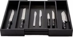 Merkloos Decopatent® Uitschuifbaar Bestekbak - Besteklade - 3 Vaks -> Uitschuifbaar Naar 5 Vakken - Bestekbakken Organizer - Bamboe - Zwart -Merkloos Winkel 1200x622