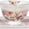 Clayre & Eef Kop En Schotel 200 Ml Roze Wit Porselein Rond Bloemen Servies Cadeau Voor Haar Cappuccino -Merkloos Winkel 1200x695