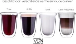 VDN Dubbelwandige Koffieglazen Theeglazen - 300 ML Mokken - Set Van 6 Handgeblazen Cappuccino Latte Macchiato Glazen Dubbelwandig -Merkloos Winkel 1200x701