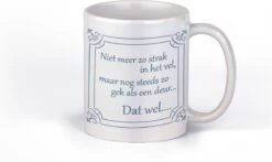 Mok Bedrukt Met Tekst | Niet Meer Zo Strak In Het Vel | Cadeaumok Voor 40 - 50 - 60 - 70 Jaar | Verjaardagsmok Abraham | Cadeau Voor Man | Kado Voor Vrouw | Sarah | Grappige Tekstmok | Hollands Tegeltje -Merkloos Winkel 1200x714 1