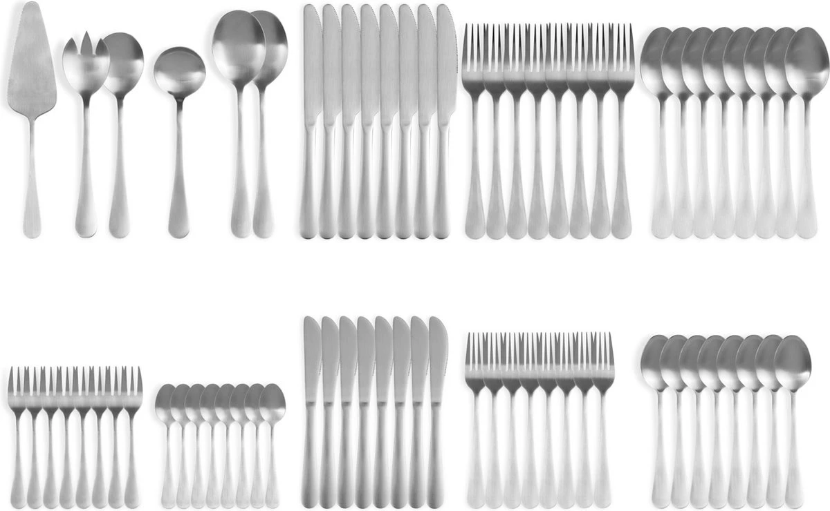 Magani - Zilveren Bestekset - Roestvrij Staal - 70-delig - Voor Acht Personen - PVD Coating 3 Magani - Zilveren Bestekset - Roestvrij Staal - 70-delig - Voor Acht Personen - PVD Coating