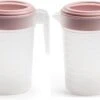 2x Stuks Waterkan/sapkan Transparant/roze Met Deksel 1 Liter Kunststof- Smalle Schenkkan Die In De Koelkastdeur Past -Merkloos Winkel 1200x754