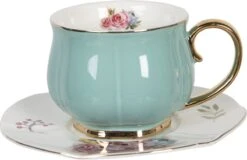 Clayre & Eef Kop En Schotel Set Van 6 250 Ml Meerkleurig Porselein Rond Bloemen Servies Cadeau Voor Haar Cappuccino -Merkloos Winkel 1200x776 4