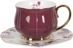 Clayre & Eef Kop En Schotel Set Van 6 250 Ml Meerkleurig Porselein Rond Bloemen Servies Cadeau Voor Haar Cappuccino -Merkloos Winkel 1200x792 3