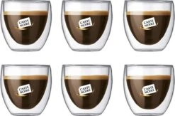 Bodum Theeglazen - Dubbelwandige Koffieglazen - 80 Ml - 6 Stuks - Carte Noire