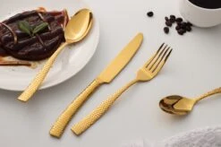 Bestekset - Bestek Goud Gehamerd -24 Delig-Zwitsers Kwaliteit-Complete Set-100% Roestvrijstaal-Gehamerd Gold 24k-Goud 24K -Merkloos Winkel 1200x799 42