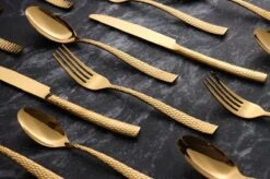 Bestekset - Bestek Goud Gehamerd -24 Delig-Zwitsers Kwaliteit-Complete Set-100% Roestvrijstaal-Gehamerd Gold 24k-Goud 24K -Merkloos Winkel 1200x799 46