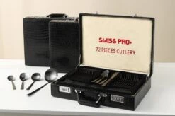 Swiss Pro+ Bestekset In Koffer-72 Delig-12 Persoons-Zwitsers Kwaliteit-Complete Set-100% Roestvrijstaal- Zwart -Merkloos Winkel 1200x799 62