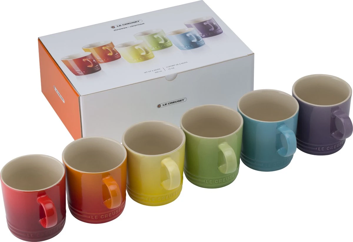 Le Creuset Set Van 6 Mokken 350 Ml Regenboog Kleuren 3 Le Creuset Set Van 6 Mokken 350 Ml Regenboog Kleuren