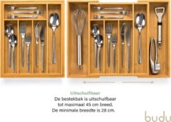 Budu Uitschuifbare Bamboe Bestekbak #33,5 (33,5 Cm Diep) - Bestekcassette Hout - Besteklade - 33,5 X 28 - 45 Cm - 5/7 Vakken -Merkloos Winkel 1200x855 1