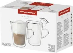 Florina Dubbelwandige Koffieglazen Of Theeglazen Met Oor 340 ML - Set Van 2 - Gehard Glas -Merkloos Winkel 1200x868 4
