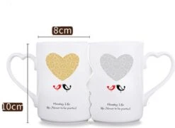 Faseras Liefdesmok/Couple Mok - Liefdesgeschenk - Huwelijksgeschenk - Hartje/Vogeltje - Porselein - 360ml - Wit -Merkloos Winkel 1200x875 3
