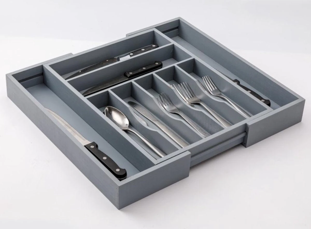 Merkloos Decopatent® Uitschuifbaar Bestekbak - Besteklade - 7 Vaks -> Uitschuifbaar Naar 9 Vakken - Bestekbakken Organizer - Bamboe - Grijs 3 Merkloos Decopatent® Uitschuifbaar Bestekbak - Besteklade - 7 Vaks -> Uitschuifbaar Naar 9 Vakken - Bestekbakken Organizer - Bamboe - Grijs