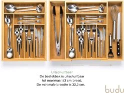 Budu Uitschuifbare Bamboe Bestekbak #43 (43 Cm Diep) - Bestekcassette Hout - Besteklade - 43 X 32,2 - 53 Cm - 6/8 Vakken -Merkloos Winkel 1200x903 2