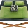 Sushi Servies Set 2 Personen | Groen | Luxe Sushi Servies | Handgemaakt | Sushi Bord En Schaaltjes | 2 Paar Chopsticks | Japanse Kwaliteit | Kirin Gumi Fine Collection | Keramiek | Vaatwasser Bestendig | 5-delig -Merkloos Winkel 1200x926 1