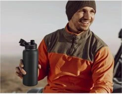 Thermosfles - Onyx Black - 1 Liter - Extra Dop Met Rietje & Drinktuit - Thermosflessen - Isoleerfles - BPA Vrij - Lekvrij - Thermoskan - Isoleerbeker - Thermosbeker -Merkloos Winkel 1200x926