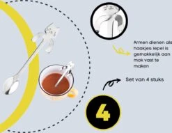4 Theelepels Hangende Kat - Katten Koffielepel - RVS - Zilverkleurig -Merkloos Winkel 1200x930 1