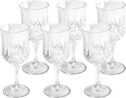 Merkloos 6x Stuks Herbruikbare Kunststof Wijnglazen 200 Ml Met Kristaleffect