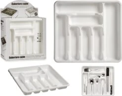 Kunststof Bestekbak/bestekhouder 7-vaks Wit 42 X 39 Cm - Keukenlade/besteklade Inzetbakken -Merkloos Winkel 1200x941