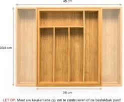 Budu Uitschuifbare Bamboe Bestekbak #33,5 (33,5 Cm Diep) - Bestekcassette Hout - Besteklade - 33,5 X 28 - 45 Cm - 5/7 Vakken -Merkloos Winkel 1200x984 2