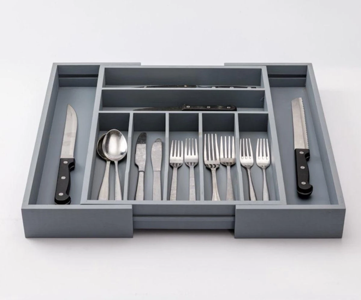 Merkloos Decopatent® Uitschuifbaar Bestekbak - Besteklade - 7 Vaks -> Uitschuifbaar Naar 9 Vakken - Bestekbakken Organizer - Bamboe - Grijs 9 Merkloos Decopatent® Uitschuifbaar Bestekbak - Besteklade - 7 Vaks -> Uitschuifbaar Naar 9 Vakken - Bestekbakken Organizer - Bamboe - Grijs - Afbeelding 7