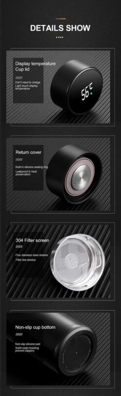 Slimme Thermosfles Met LCD Temperatuur Display - Curver Isolatiefles 0,5 Liter - Dubbelwandige Thermosfles - Thermosbeker - Isoleerfles - Thermoskan - Travel Mug - Bidon Drinkfles - Koffiebeker - Drinkflessen - RVS - Smart Thermos - Metaal -Merkloos Winkel 369x1200 1