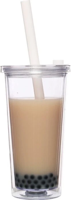 Merkloos Beker Met Rietje Deksel En Schoonmaakborstel - 550 Ml - Transparant - Herbruikbare Plastic Drinkbeker - Dubbelwandig - Koffiebeker To Go Beker -Merkloos Winkel 429x1200 2