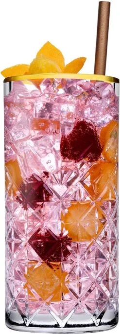 Paşabahçe Timeless Retro - Longdrink - Gouden Rand - 30 Cl - 4 Stuks -Merkloos Winkel 434x1200