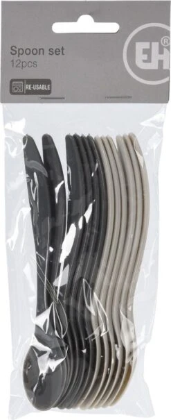 Excellent Houseware 12x Eierlepels Zwart/grijs Kunststof 14 Cm -Merkloos Winkel 490x1200 3