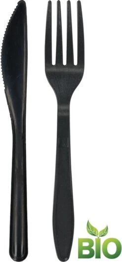 Bondoo Plastic Vorkjes + Messen Bestek 50 Stuk - Plastic Messen En Vorkjes Wegwerp - Stevig En Herbruikbaar - BPA Vrij - Vaatwasbestendig - Zwart