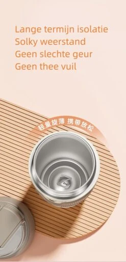 Floraweg Cup - Drinkbeker To GO- Lekvrij Dubbelwandig ,RVS 316, Thermosbeker Koffiebeker- Koffie En Thee - 400ml Waarschuw En Koud Drankje- Grijs -Merkloos Winkel 576x1200