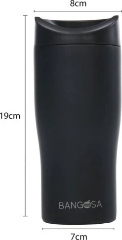 BanGosa® Koffiebeker To Go - Thermosbeker - Reisbeker - Travel Mug - RVS 400ml - Mat Zwart -Merkloos Winkel 609x1200 1