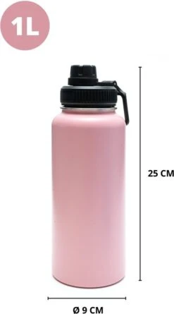 Thermosfles - Pastel Pink - 1 Liter - Extra Dop Met Rietje & Drinktuit - Thermosflessen - Isoleerfles - BPA Vrij - Lekvrij - Thermosfles 1 Liter - Isoleerfles 1 Liter - Thermoskan - Isoleerbeker - Thermosbeker -Merkloos Winkel 666x1200 1