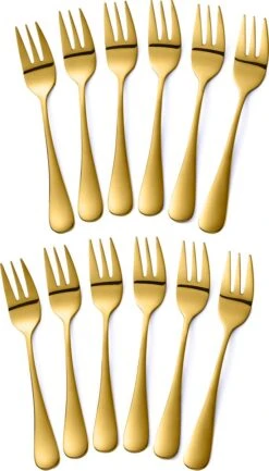 Alheco 12 Gebaksvorkjes - RVS - Kleine Vorkjes Set - Goud