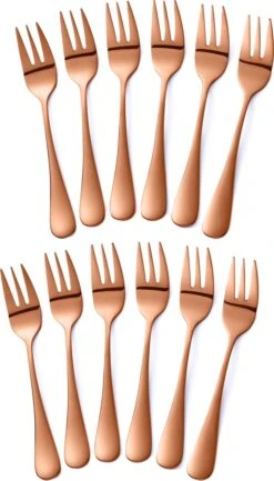 Alheco 12 Gebaksvorkjes - RVS - Kleine Vorkjes Set - Rosé Goud