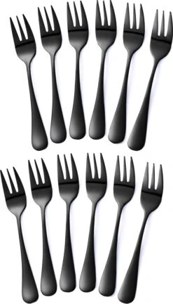 Alheco 12 Gebaksvorkjes - RVS - Kleine Vorkjes Set - Zwart