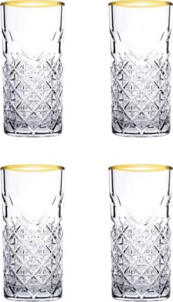 Paşabahçe Timeless Retro - Longdrink - Gouden Rand - 30 Cl - 4 Stuks -Merkloos Winkel 690x1200