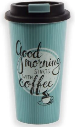 Travel Mug - 450 Ml - Koffiebeker To Go - Mok Koffie Of Thee - Reisbeker, Koffiebeker - Coffee To Go Beker - CRUISING TRAVEL MUG - To-Go Beker GOODMORNING Kleine Formaat