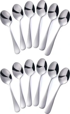 Alheco 12 Ovale Koffielepels - 13.8cm - RVS Koffielepeltjes - Zilver