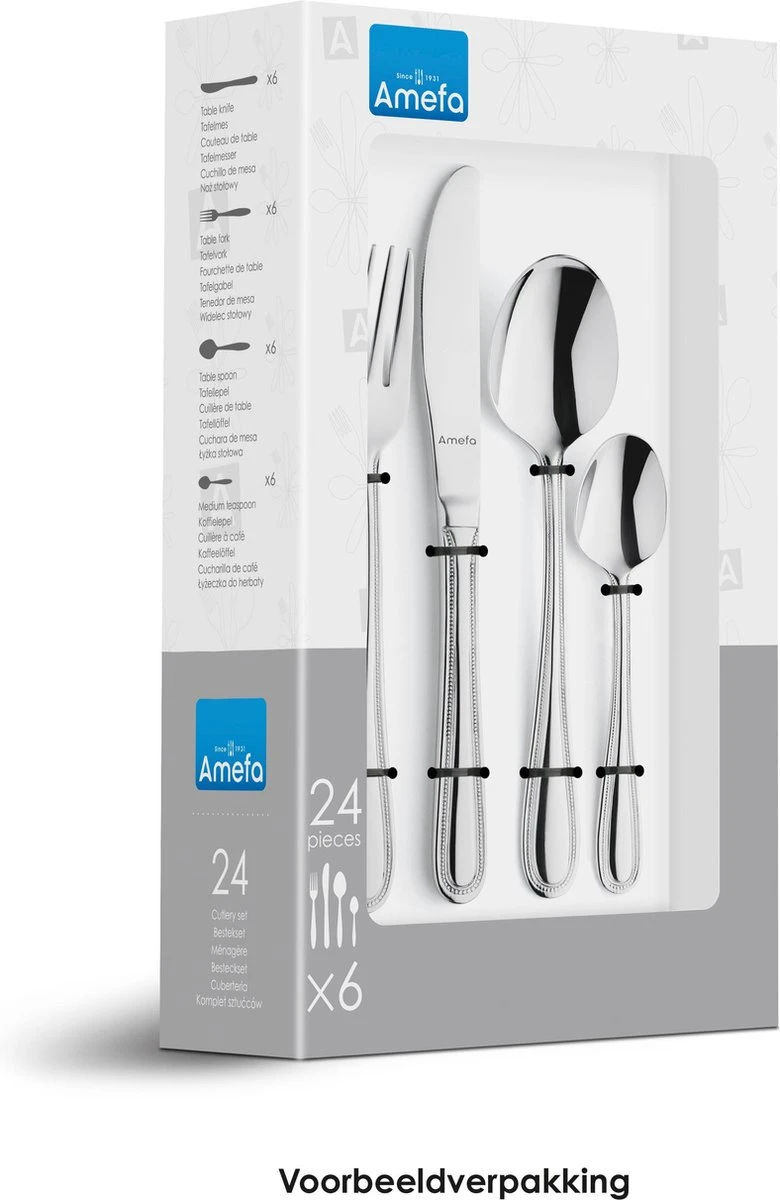 Amefa Bologna Bestekset - 24 Delig - 6 Persoons - Zilver - 4 Amefa Bologna Bestekset - 24 Delig - 6 Persoons - Zilver - - Afbeelding 2